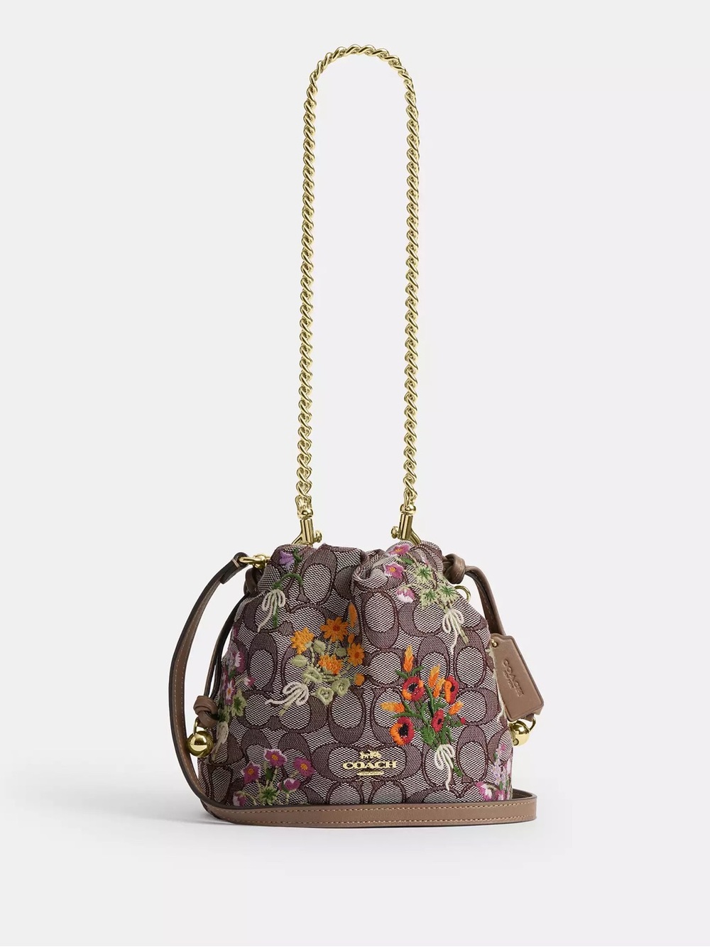NWT Coach Faye Mini Drawstring Bag Signature Jacquard Floral Embroidery CDZ94